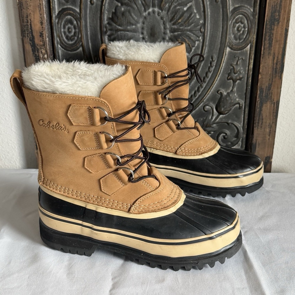 Cabela's Womens Snowpack Insulated‎ Waterproof Lace Up Faux Fur Boots Size 8